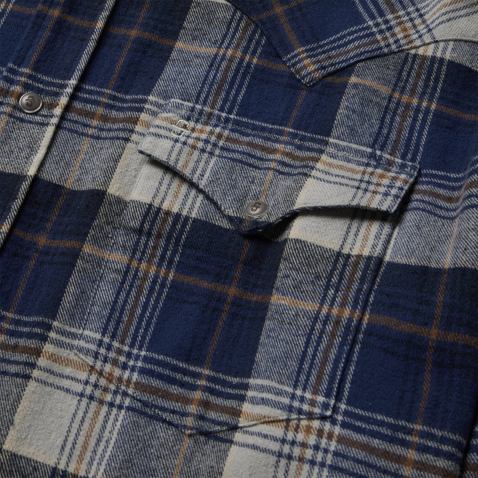 Brushed Flannel Western Shirt Blue