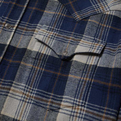 Brushed Flannel Western Shirt Blue