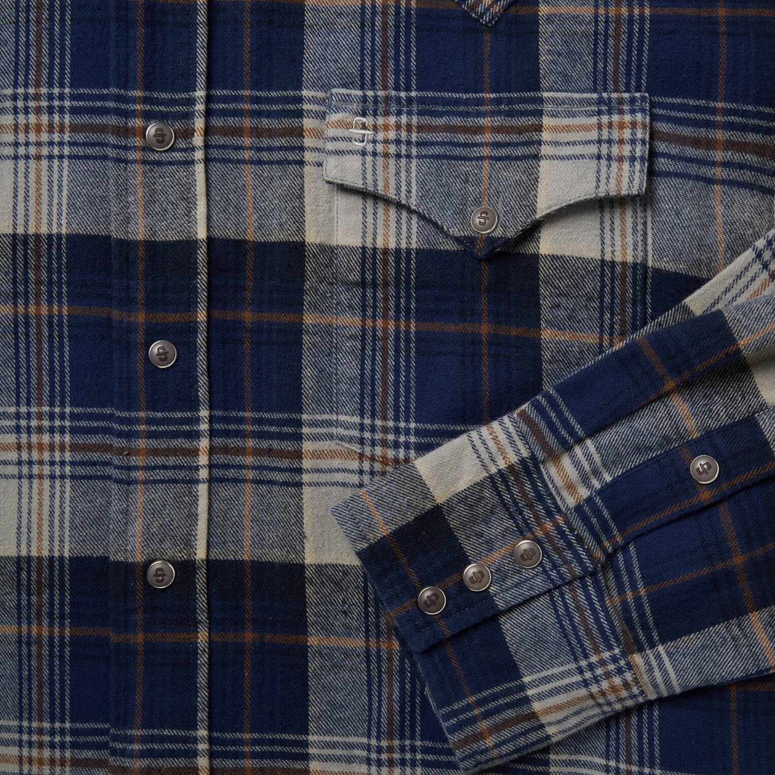 Brushed Flannel Western Shirt Blue