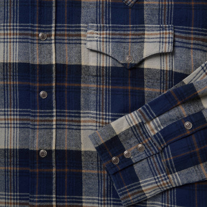 Brushed Flannel Western Shirt Blue
