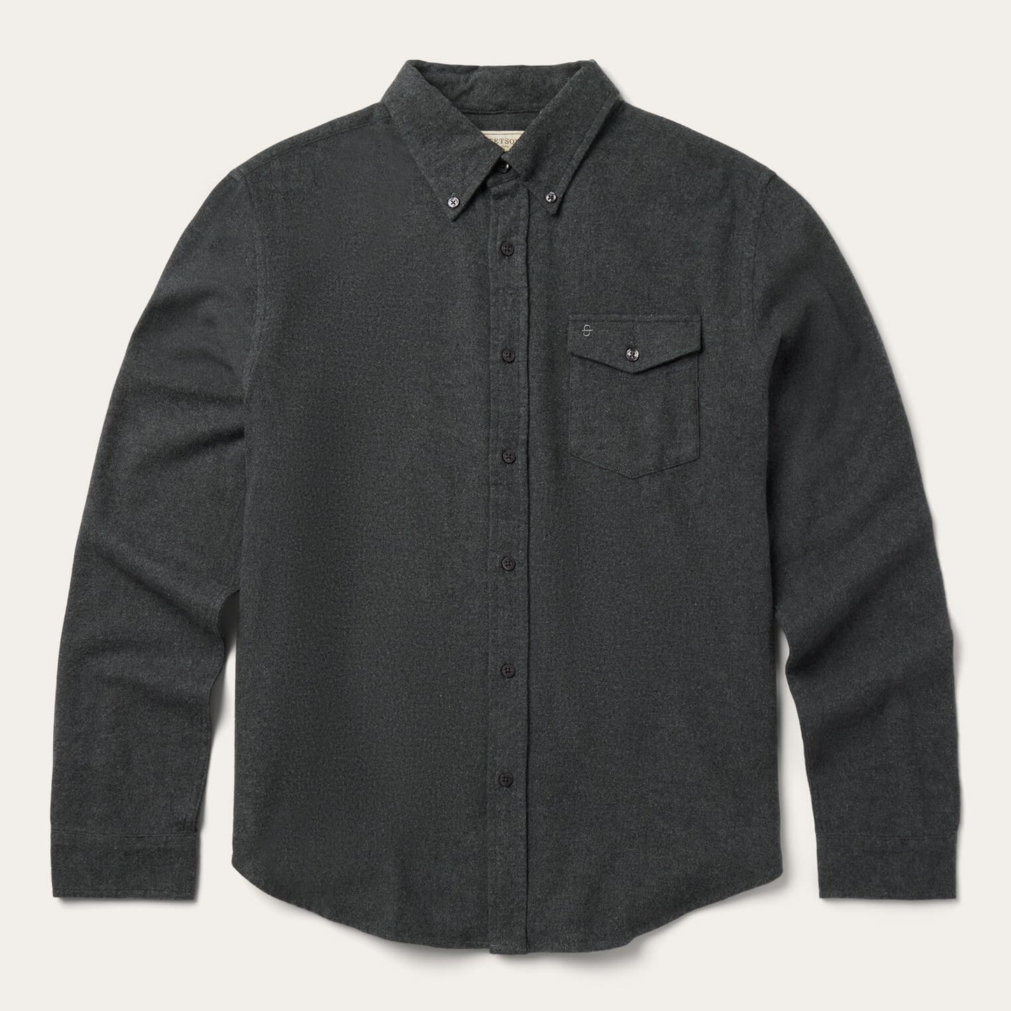 Heathered Flannel Button-Down Shirt Grey