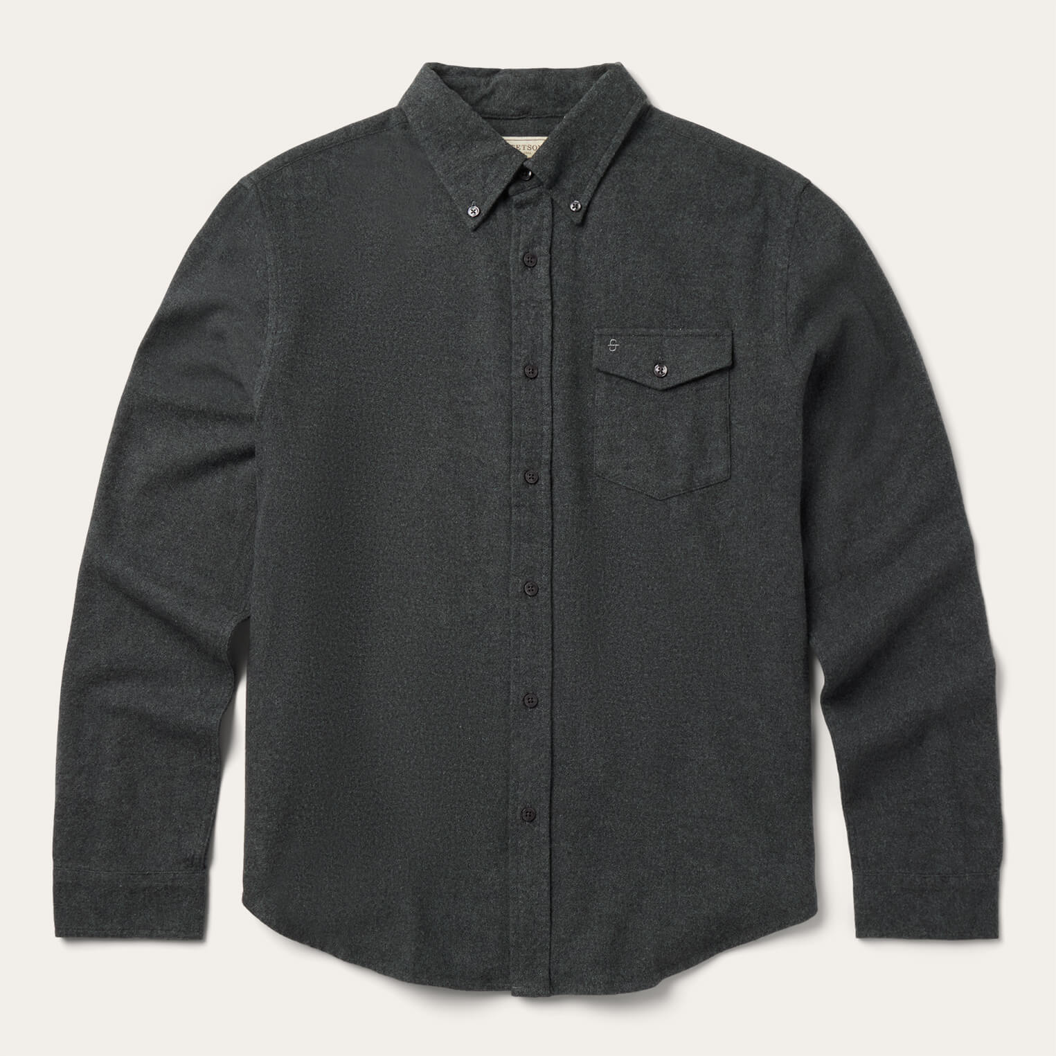 Heathered Flannel Button-Down Shirt Grey