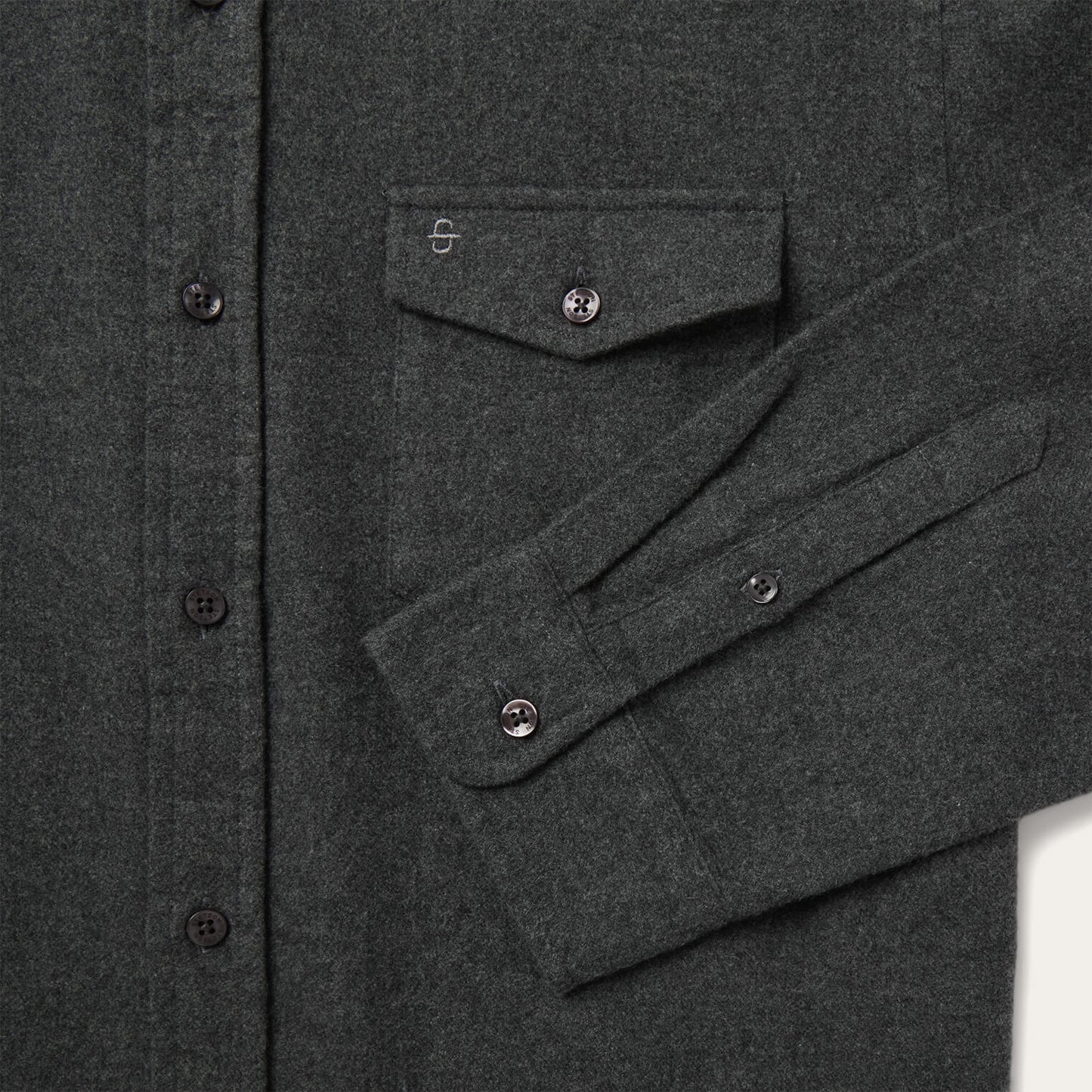 Heathered Flannel Button-Down Shirt Grey
