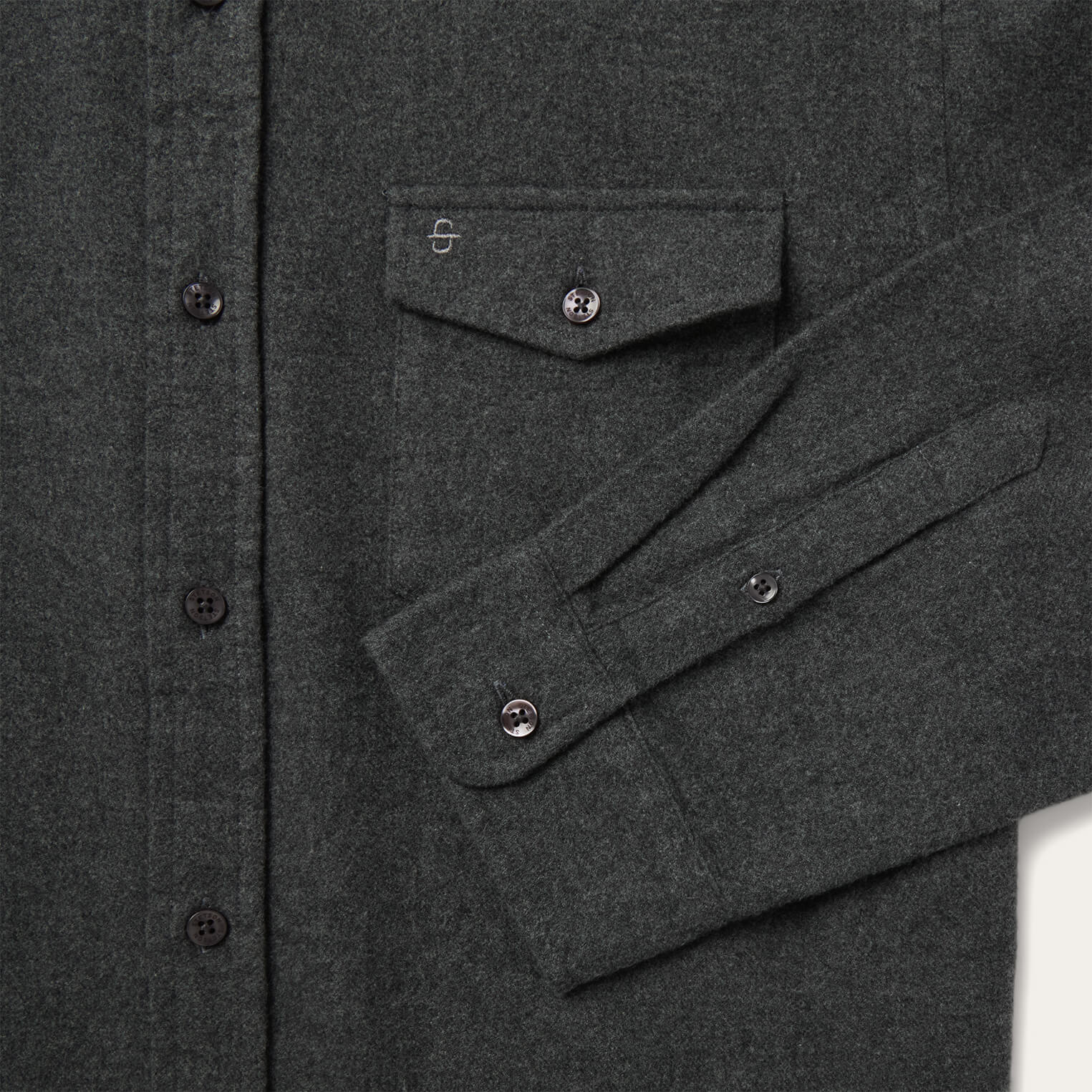 Heathered Flannel Button-Down Shirt Grey