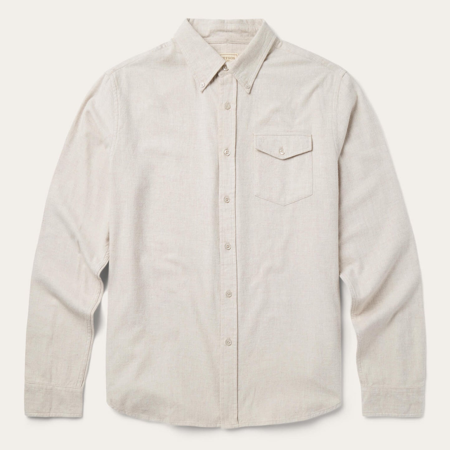 Heathered Flannel Button-Down Shirt White