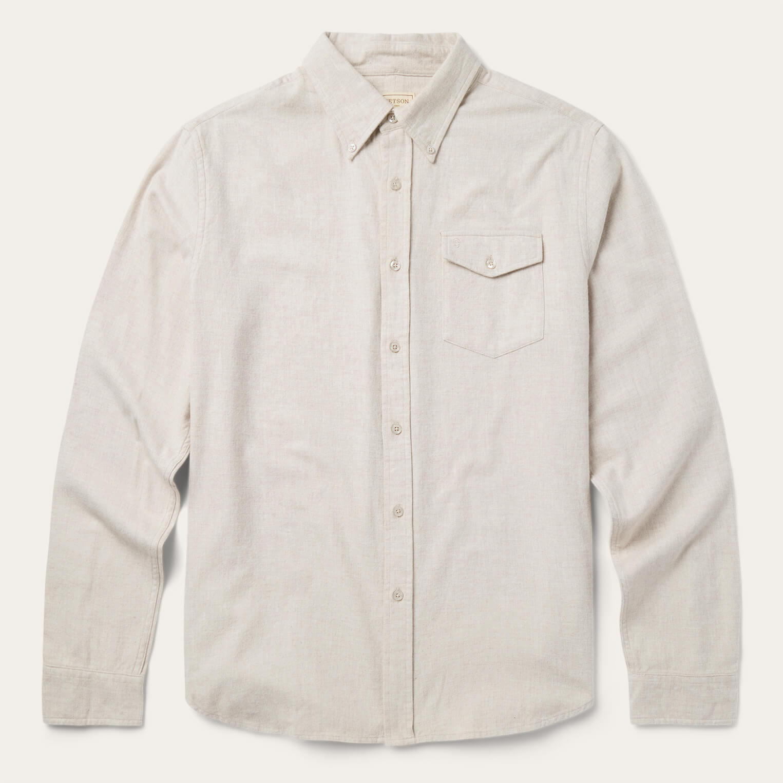 Heathered Flannel Button-Down Shirt White