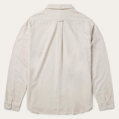 Heathered Flannel Button-Down Shirt White