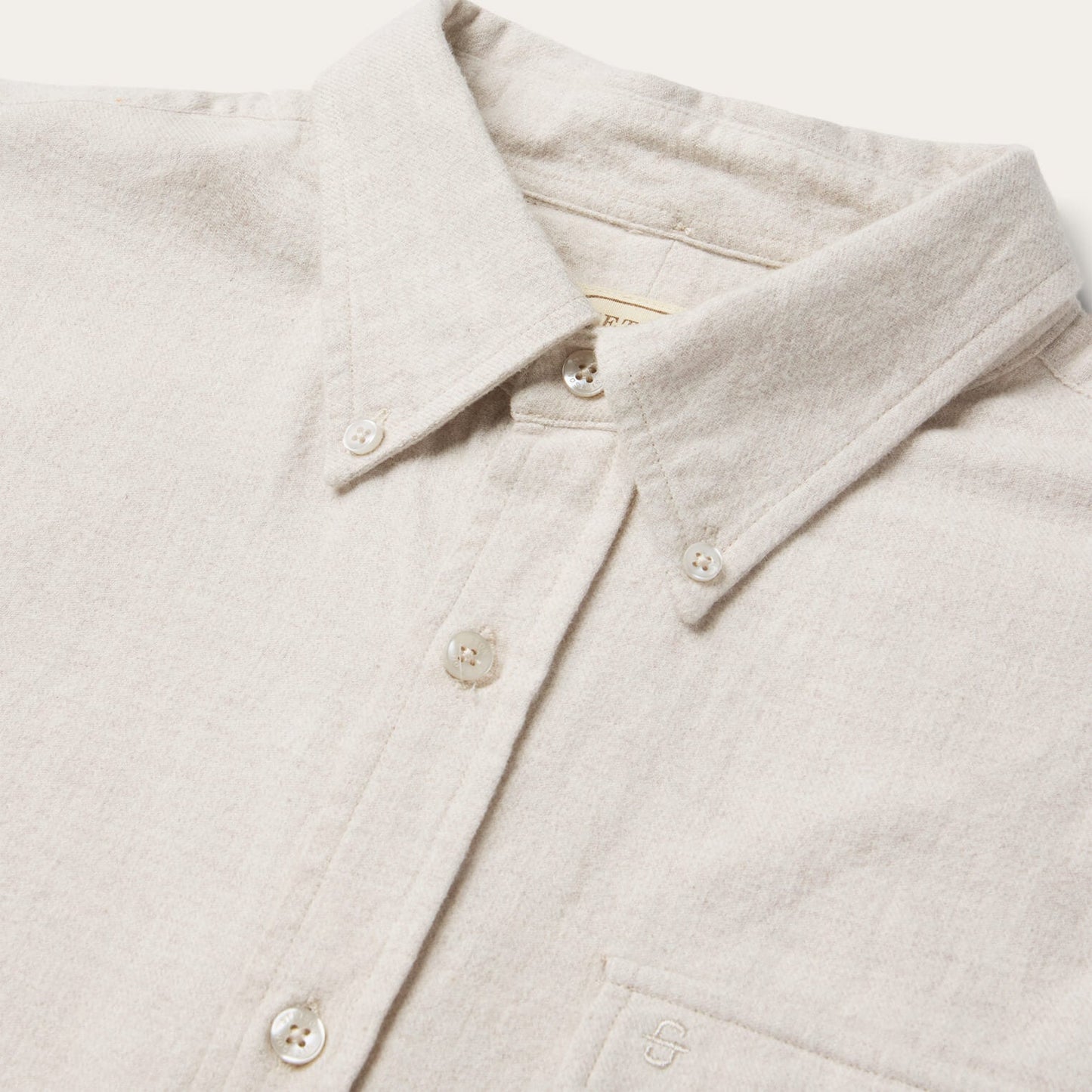 Heathered Flannel Button-Down Shirt White