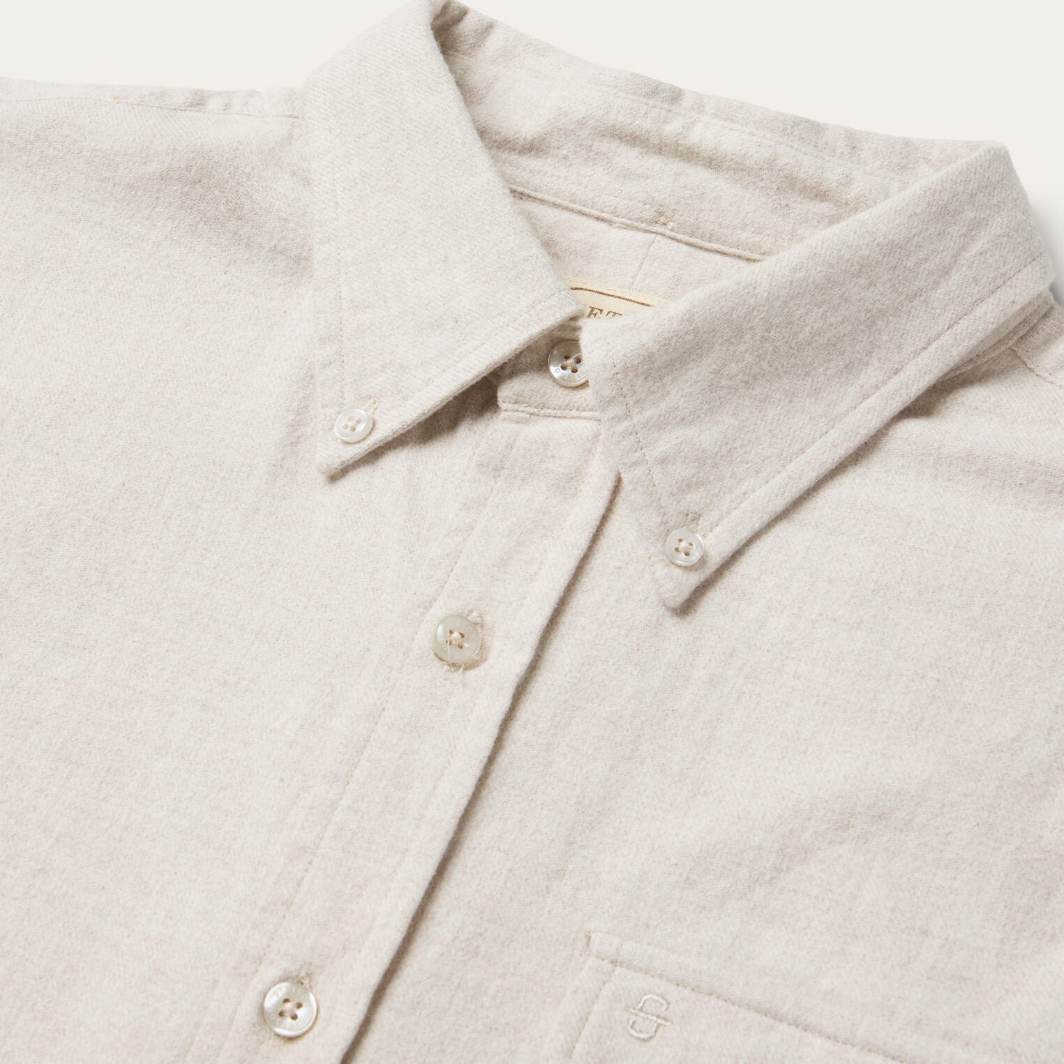 Heathered Flannel Button-Down Shirt White