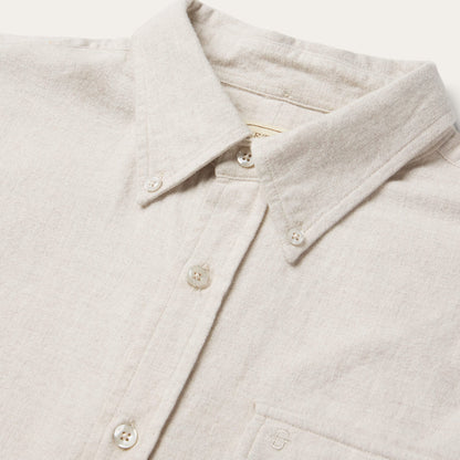 Heathered Flannel Button-Down Shirt White