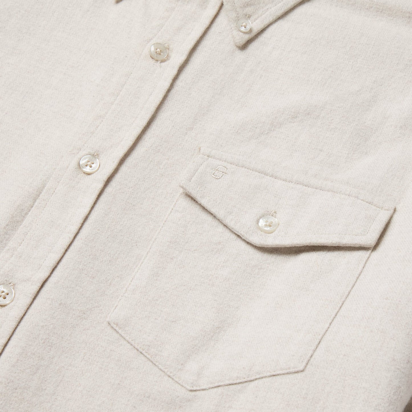 Heathered Flannel Button-Down Shirt White