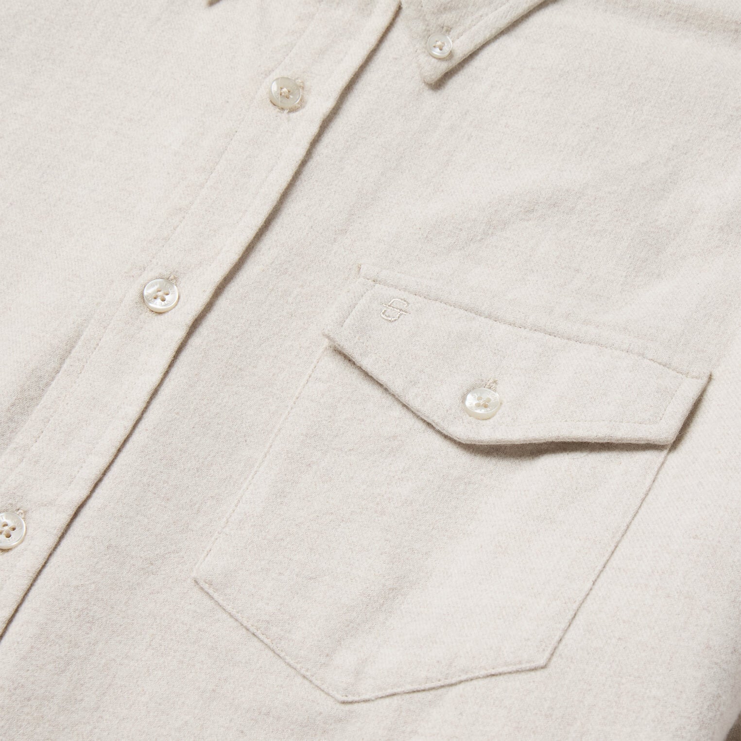 Heathered Flannel Button-Down Shirt White