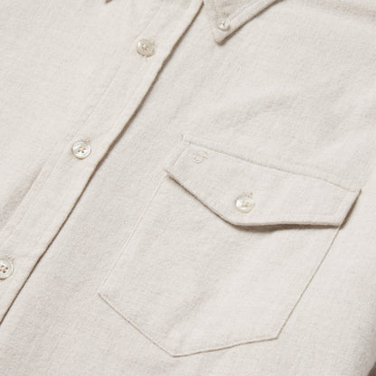Heathered Flannel Button-Down Shirt White