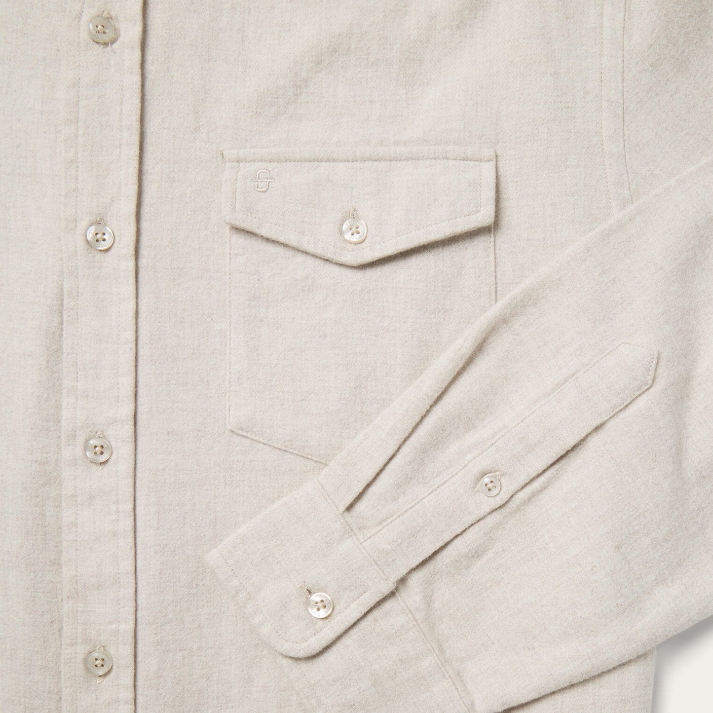 Heathered Flannel Button-Down Shirt White
