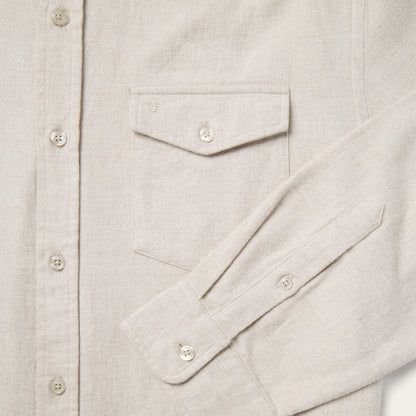 Heathered Flannel Button-Down Shirt White