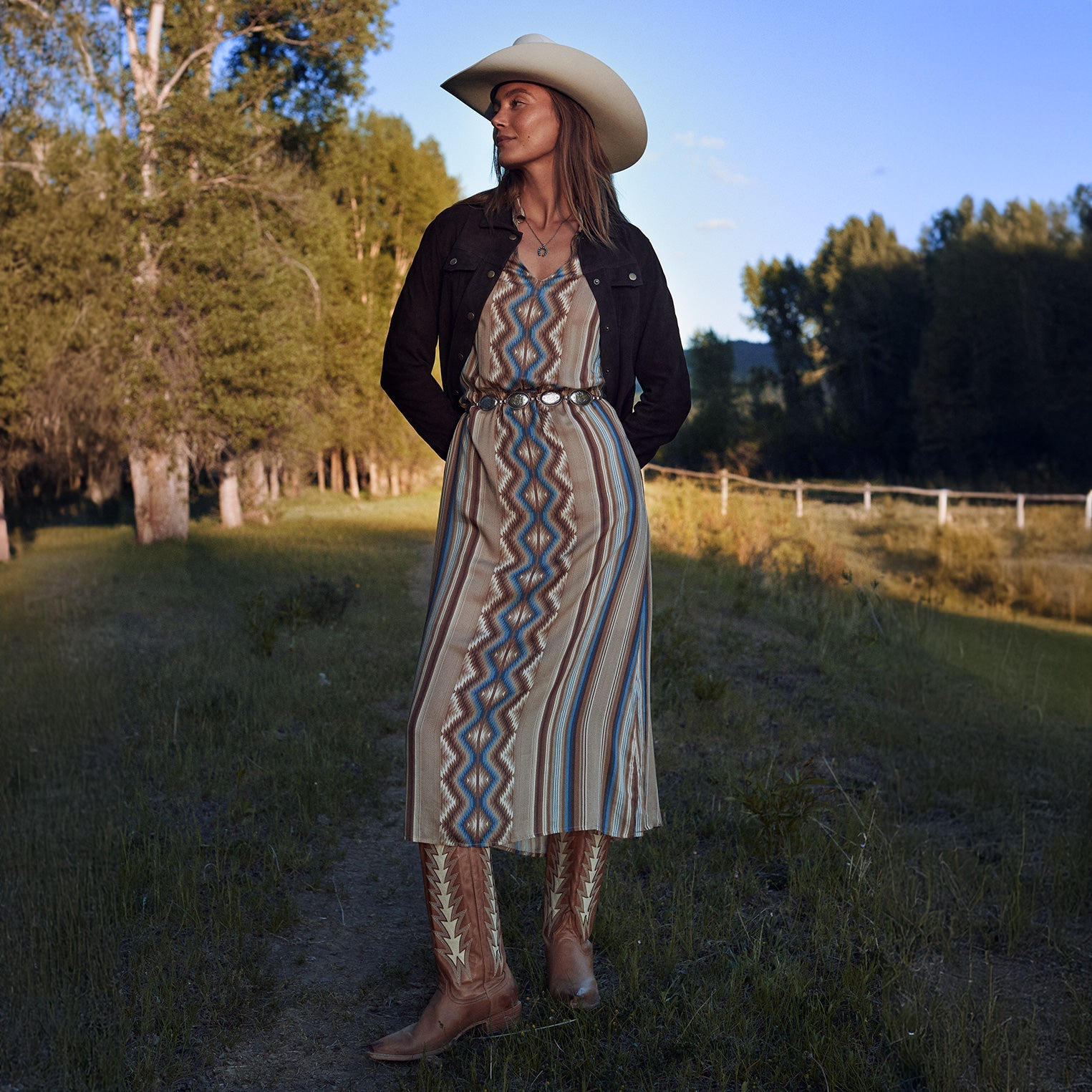 Sand Serape Print Dress Tan