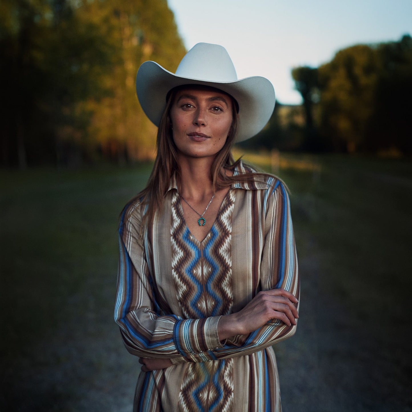 Sand Serape Print Dress Tan