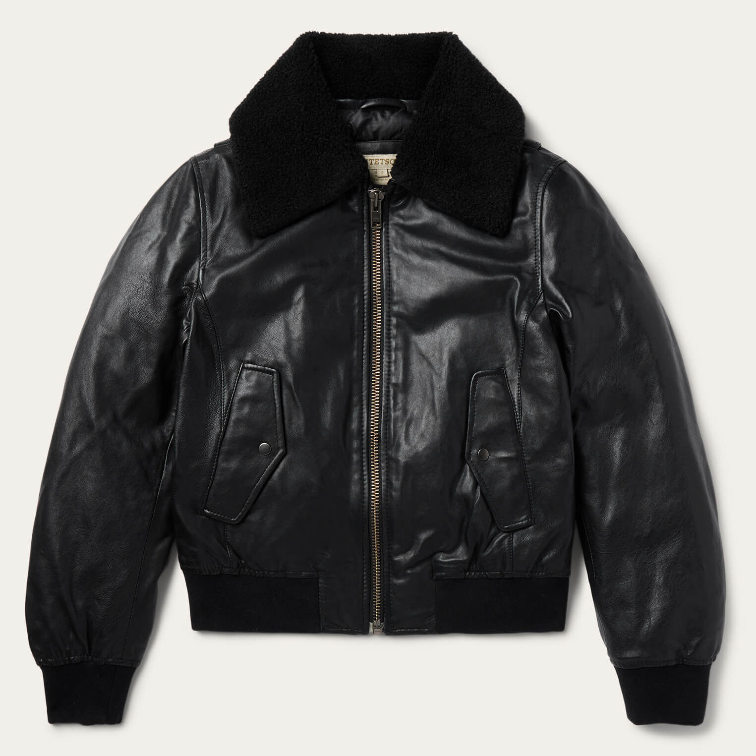 Leather Bomber Jacket Black
