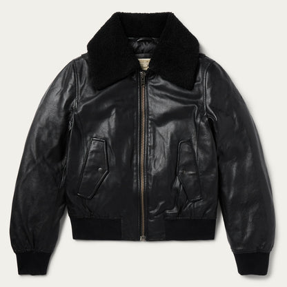 Leather Bomber Jacket Black