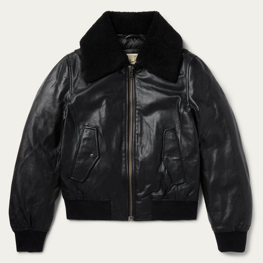 Leather Bomber Jacket Black
