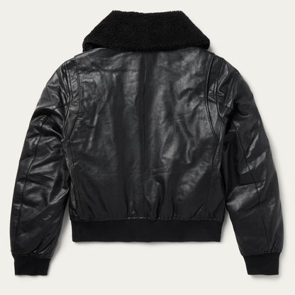 Leather Bomber Jacket Black