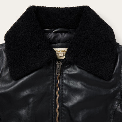 Leather Bomber Jacket Black