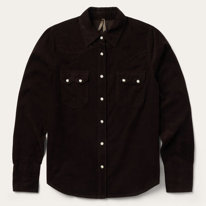 Corduroy Denim Western Shirt Brown