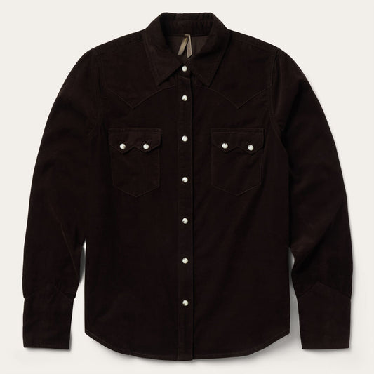 Corduroy Denim Western Shirt Brown
