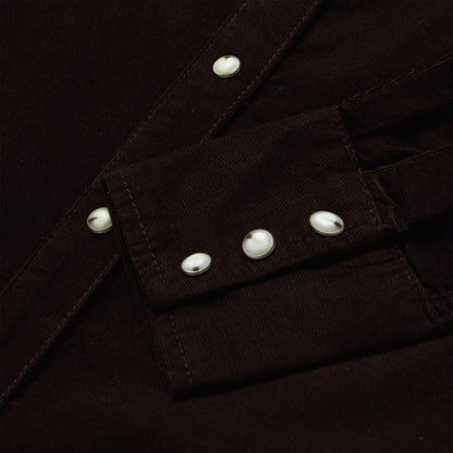 Corduroy Denim Western Shirt Brown
