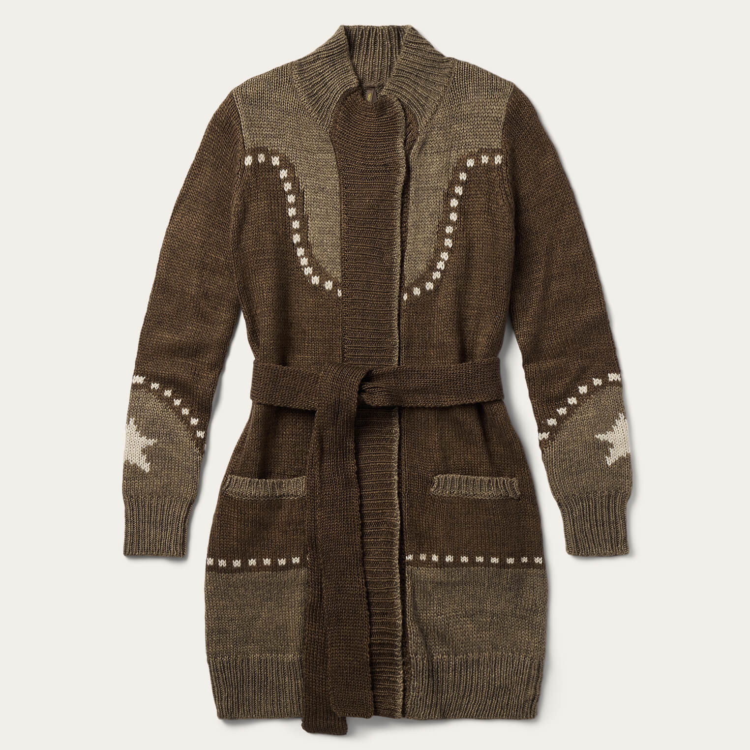 Steer & Star Belted Cardigan Brown