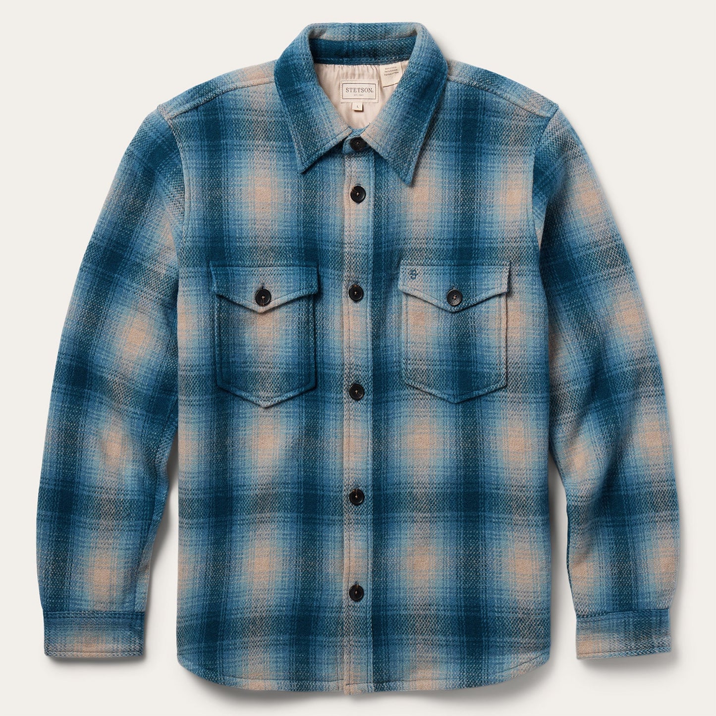 Wool Plaid Shirt Jacket Blue