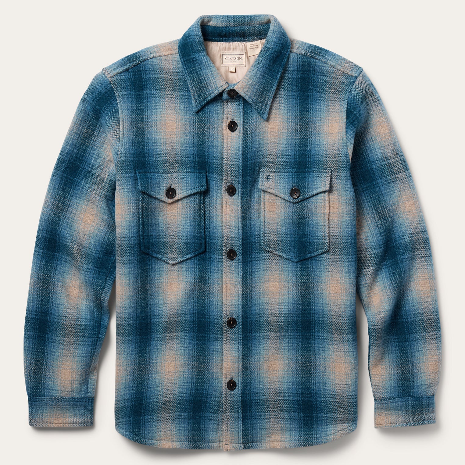 Wool Plaid Shirt Jacket Blue