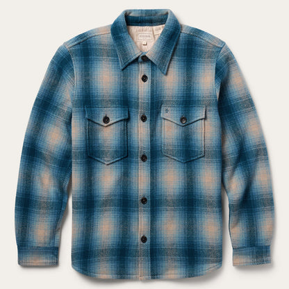 Wool Plaid Shirt Jacket Blue