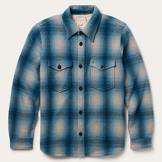Wool Plaid Shirt Jacket Blue