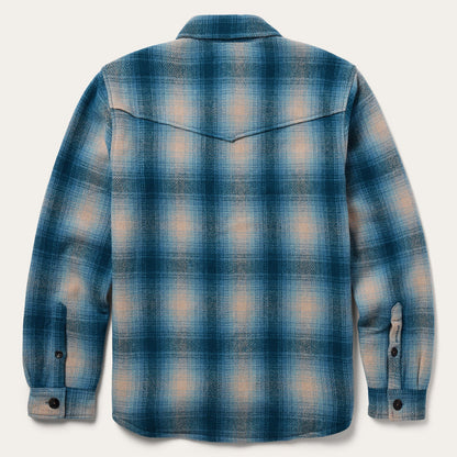 Wool Plaid Shirt Jacket Blue