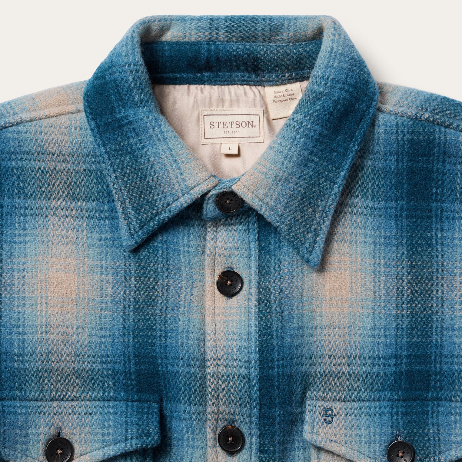 Wool Plaid Shirt Jacket Blue