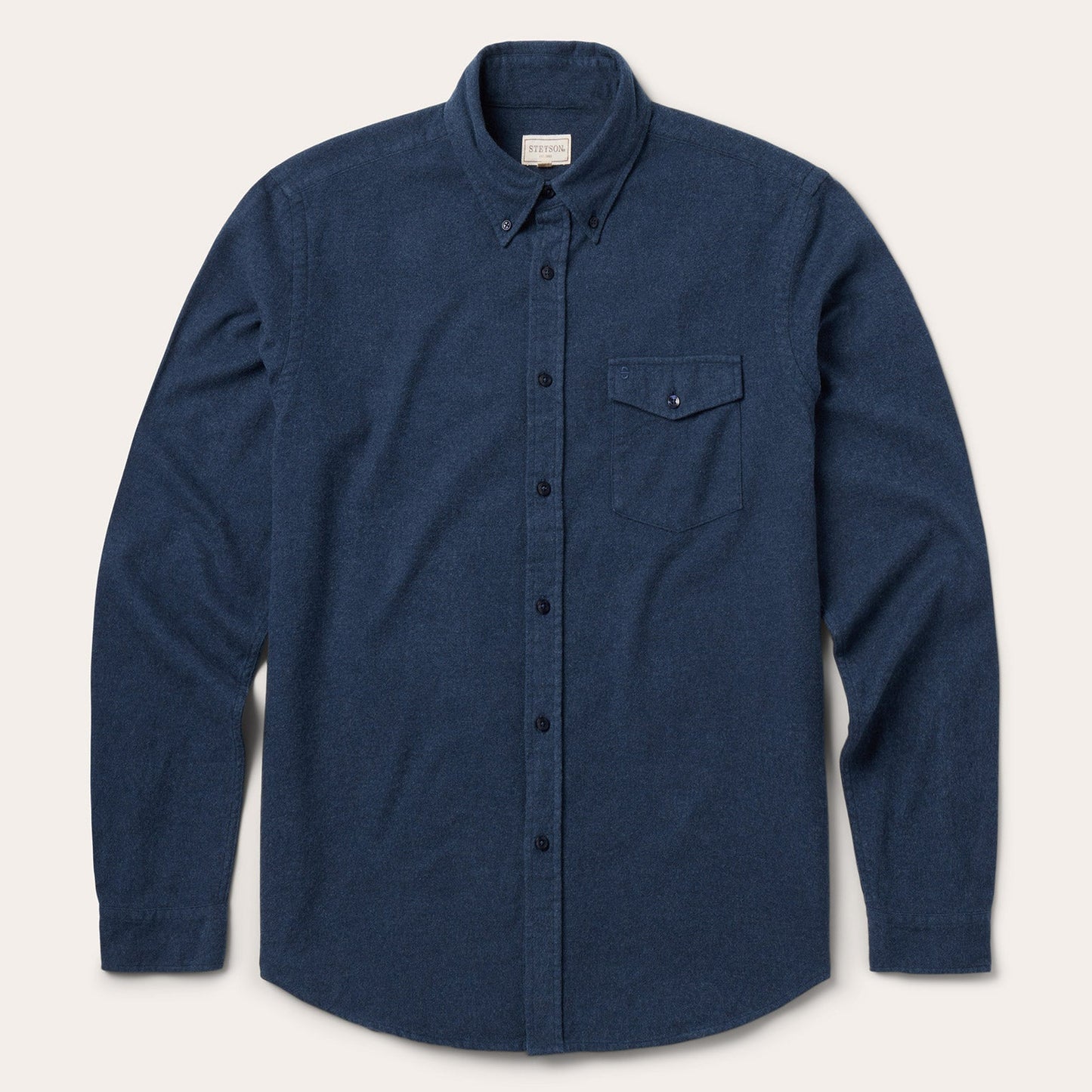 Heathered Flannel Button-Down Shirt Blue