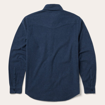 Heathered Flannel Button-Down Shirt Blue
