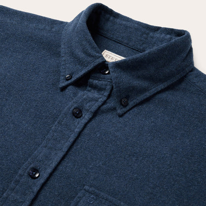 Heathered Flannel Button-Down Shirt Blue