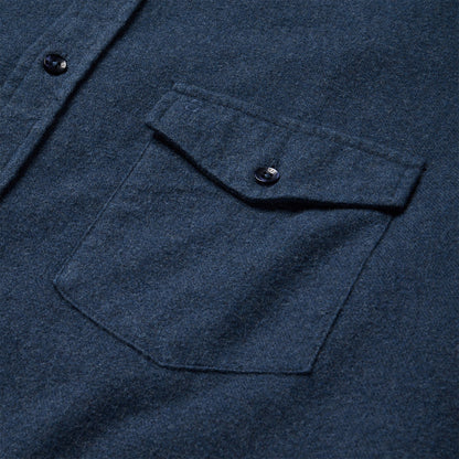 Heathered Flannel Button-Down Shirt Blue