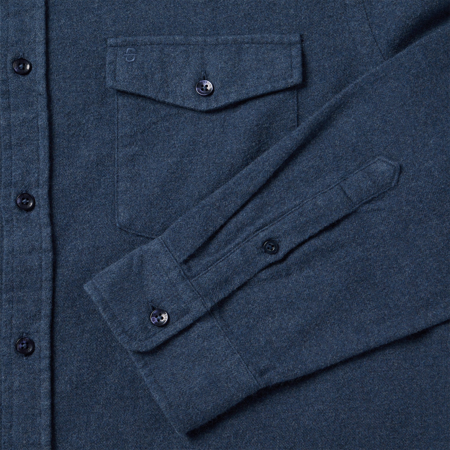 Heathered Flannel Button-Down Shirt Blue