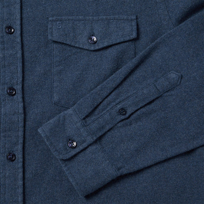 Heathered Flannel Button-Down Shirt Blue