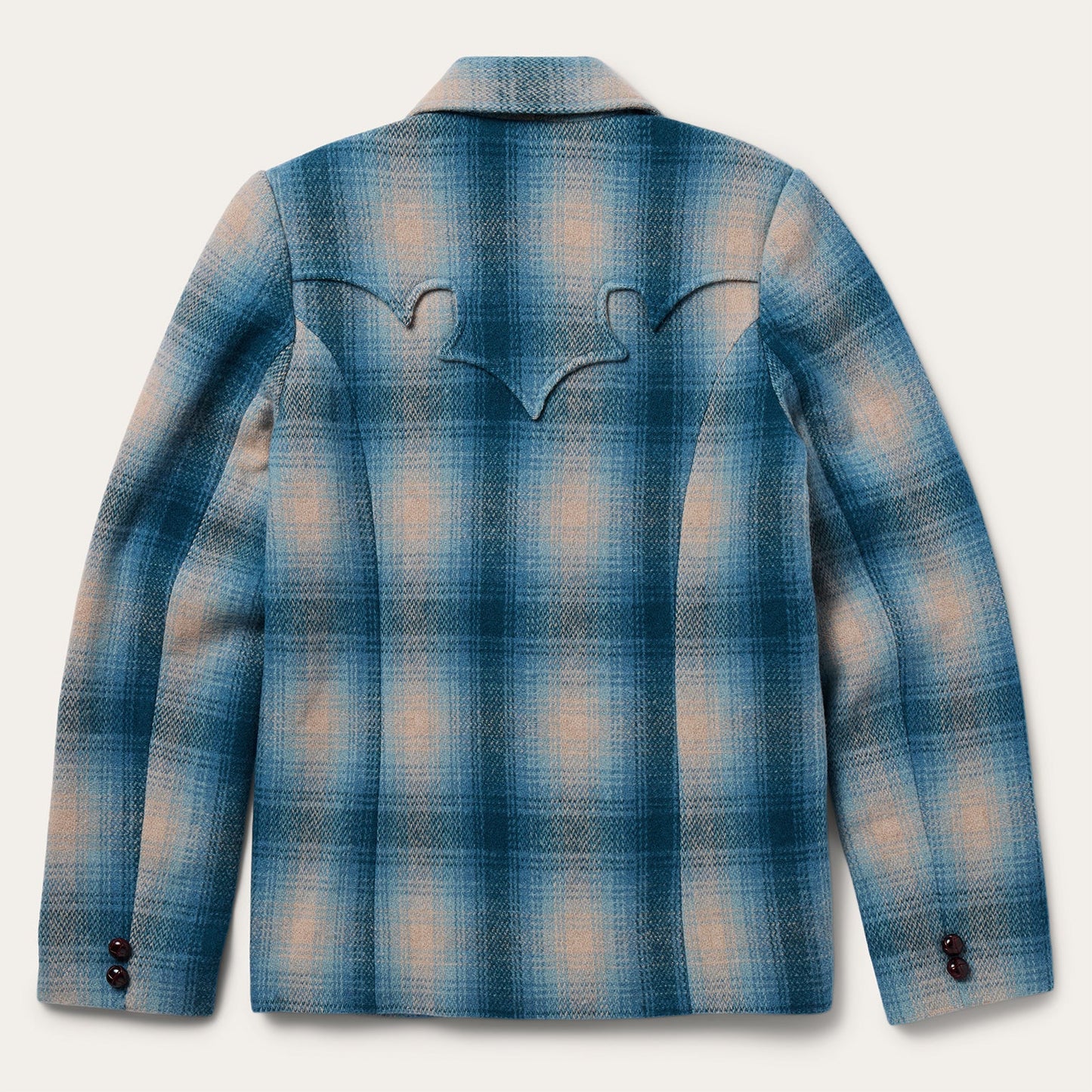 Wool Plaid Western Blazer Navy