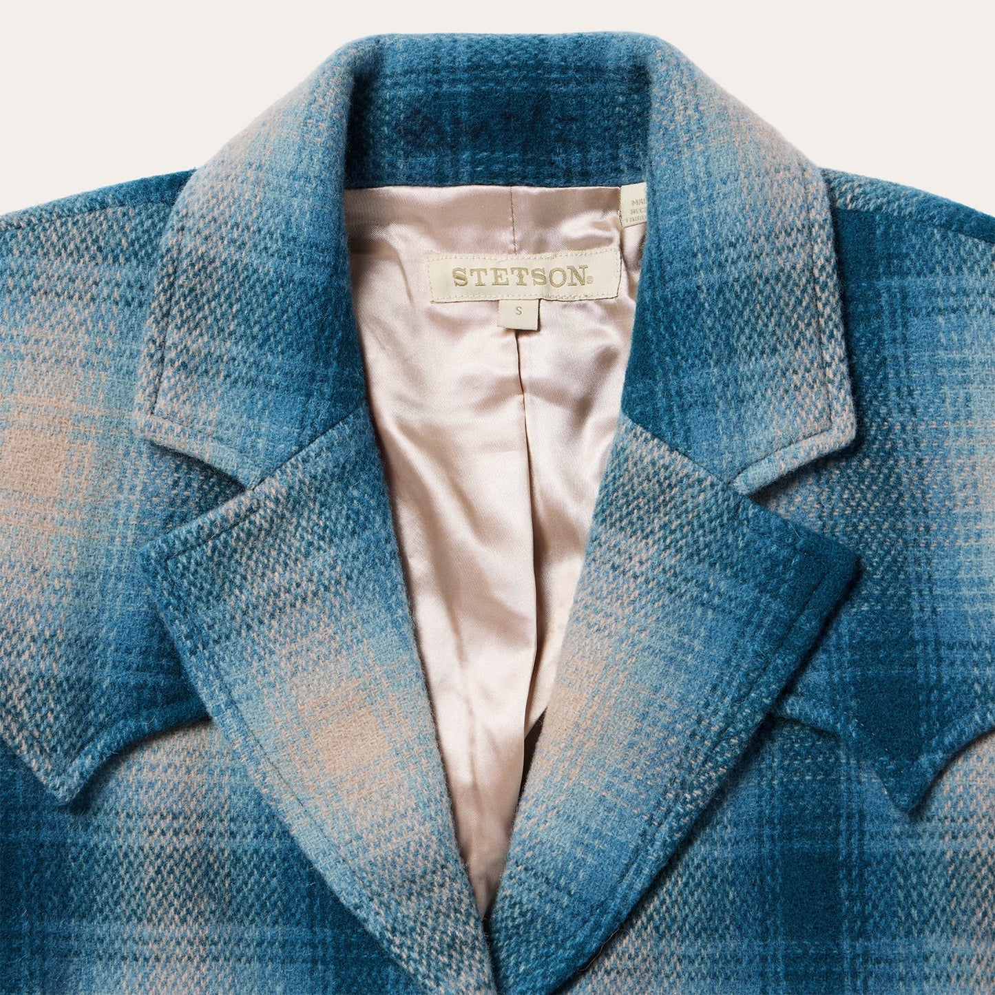 Wool Plaid Western Blazer Navy