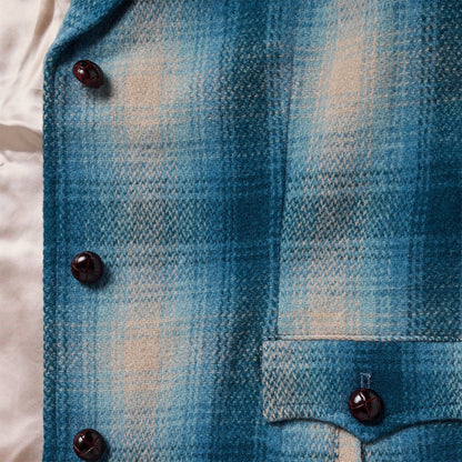 Wool Plaid Western Blazer Navy