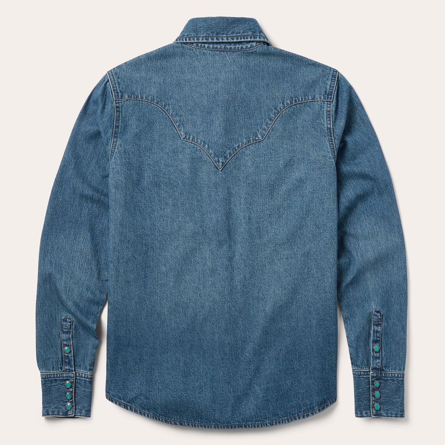Turquoise Snap Western Denim Shirt Blue