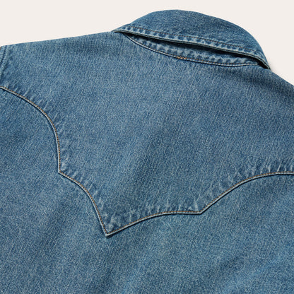 Turquoise Snap Western Denim Shirt Blue