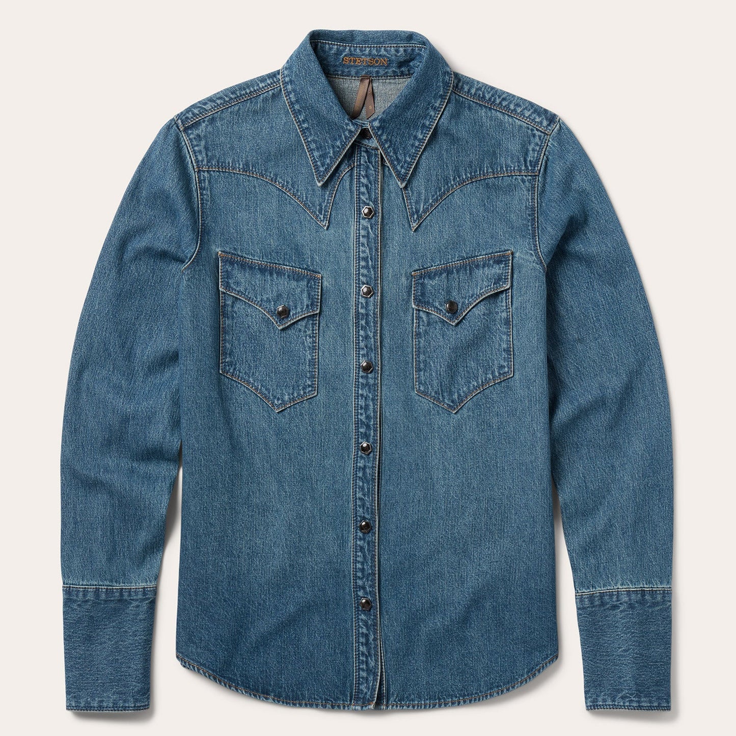 Chocolate Snap Western Denim Shirt Blue