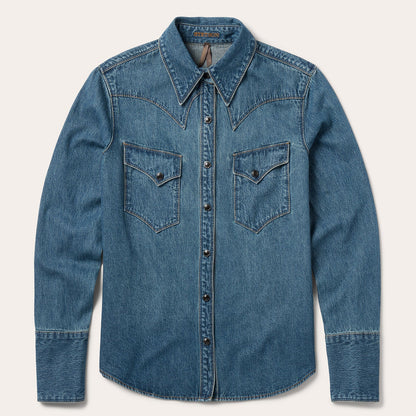 Chocolate Snap Western Denim Shirt Blue