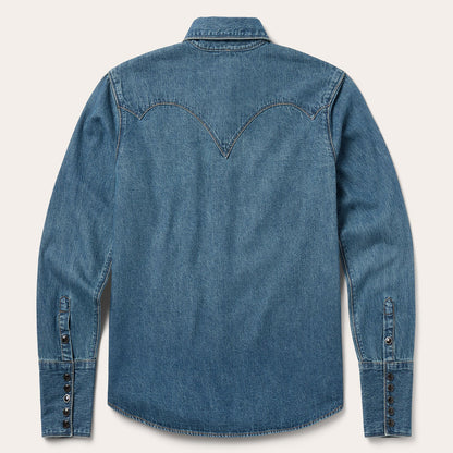 Chocolate Snap Western Denim Shirt Blue
